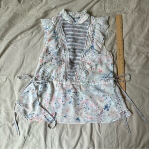 All Saints Lightweight Floral High Neckline Sleeveless Blouse